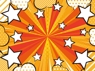 ポップな吹き出しと飛び出すスター