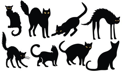 A vector set of animal silhouettes showing pets and wild creatures