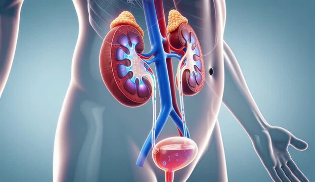 Human Kidneys 3D Animation &ndash; Urinary System and Filtration Process Visualization