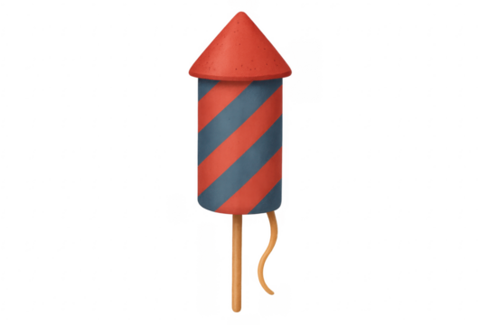 Fireworks rocket red blue stripes celebrating event