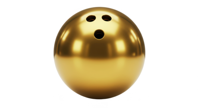 Golden Bowling Ball isolated on transparent png