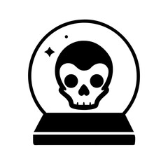 Skull in crystal ball, a symbol of death and magic