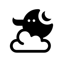 Crescent moon and cloud, a symbol of night