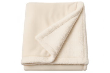 Folded cream sherpa fleece blanket providing warmth