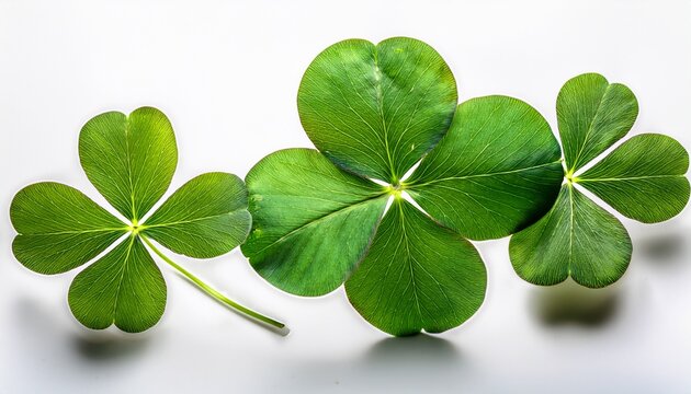 Group of Four-Leaf Clovers Symbolizing Good Luck and Fortune