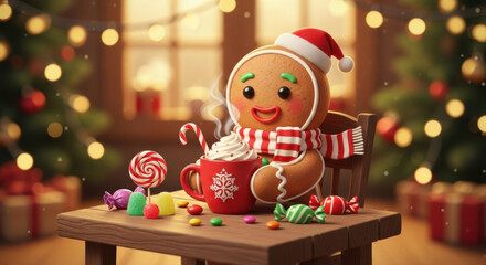 Christmas gingerbread man scene picture