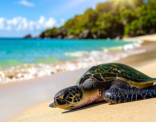 Obraz premium sea turtle on the beach