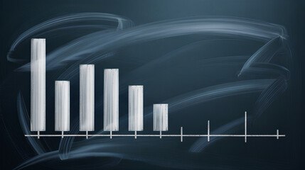 Chalk bar chart business finance analytics data decline trend statistic graph chalkboard