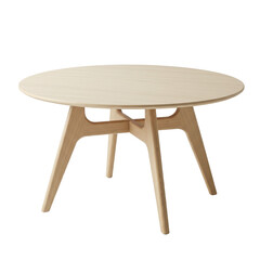 Modern Round Wooden Coffee Table with Light Wood Legs and Cream Top isolated on transparent png