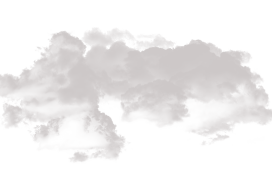 Realistic cloud illustration fluffy and detailed isolated on white background for weather concepts and design elements translucent PNG