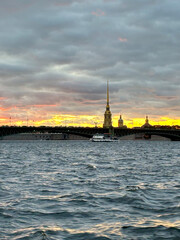 Naklejka premium Sunset view of the city of Saint Petersburg