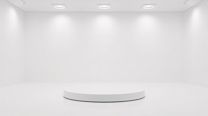 empty white room with spotlights
