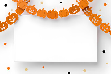 오렌지색 호박 장식이 달린 가랜드 배경