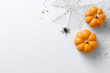 호박과 거미줄이 있는 미니멀 배경