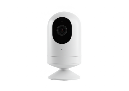 White Wireless Security Camera for Home Surveillance isolated on transparent png