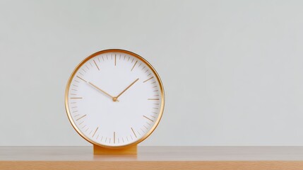 Sleek desk clock design artfully placed on modern table against clean white studio background for timeless decor.