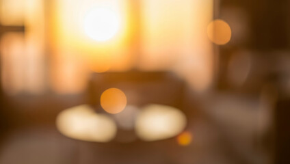 Abstract blurred background with bright golden light and bokeh circles, evoking a dreamy, elegant mood with soft gradients and warm illumination for creative visual themes.