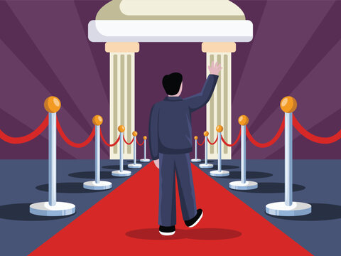 Man Walk Red Carpet flat illustration