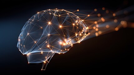 Digital brain illustration showing neural connections and networks
