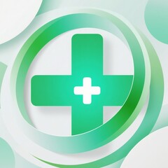 Obraz premium Ai generated green medical cross symbol with modern circular design on white background, healthcare and wellness concept, digital art.