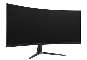 Curved Black Monitor Display with Transparent Background for Modern Home Office Setup