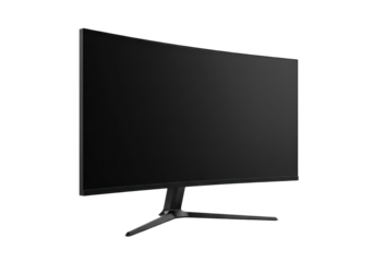 Curved Black Monitor with Transparent Background Ideal for Modern Workspace Setup