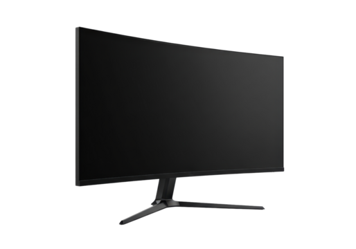 Curved Black Monitor with Transparent Background Ideal for Modern Workspace Setup