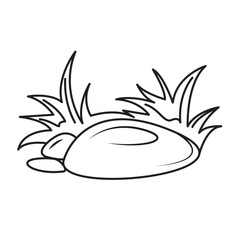 grass and stone line vector for element design template