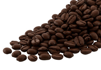 Freshly Roasted Coffee Beans Piled Neatly with Rich Aroma and Deep Brown Color on Transparent Background