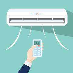 turn on the Air conditioner vector illustration element design template