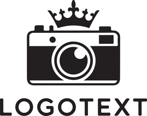 Camera with a crown isolated on white background for photography logo design