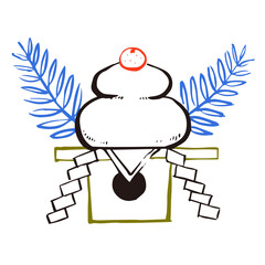 鏡餅　正月　筆 線画 イラスト