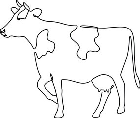 Minimal One-Line Drawing of Cow. 