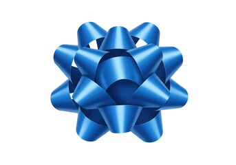 Shiny Blue Decorative Gift Bow with a Transparent Background for Celebration and Festive Occasions