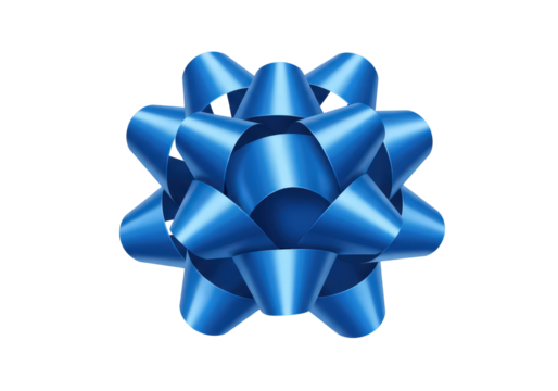 Shiny Blue Decorative Gift Bow with a Transparent Background for Celebration and Festive Occasions