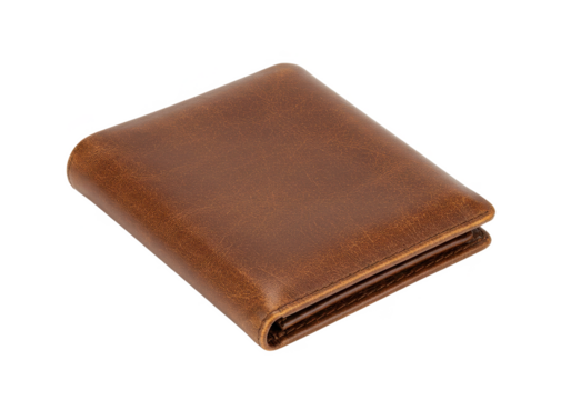 Brown Leather Wallet isolated on transparent png - Powered by Adobe