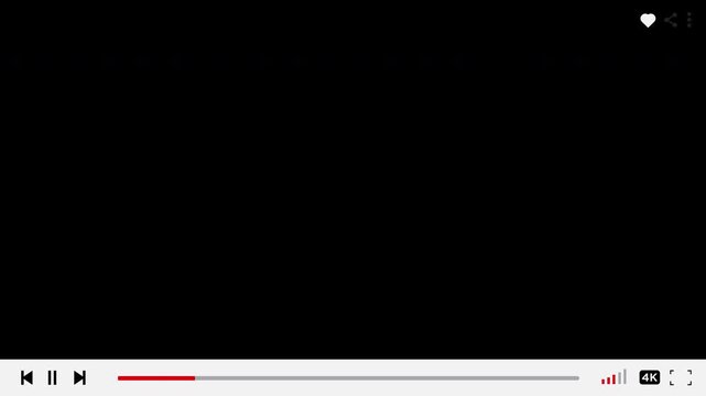 animated video player interface on transparent background.4k video