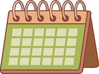 Simple cartoon desk calendar with spiral binding perfect for planning and organization