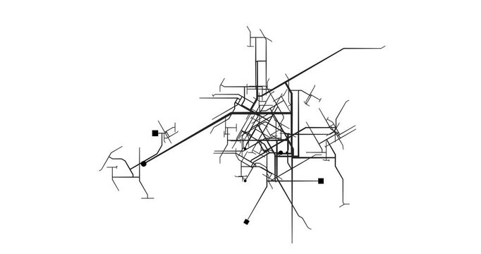 Urban Network Showing Complex City Expansion Development Patterns
