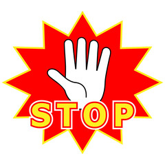 ストップのジェスチャーと文字を組み合わせたイラスト