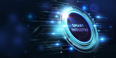 Smart industry 4.0 manufacturing technology concept. 3d illustration