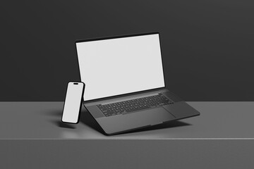 Blank laptop and smartphone screens for mockups