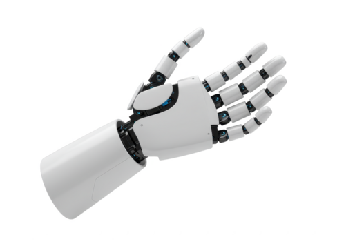 Robotic Hand  isolated on transparent png with Open Palm.