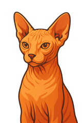 Sphynx Cat Illustration with Prominent Ears and Smooth Orange-Toned Skin