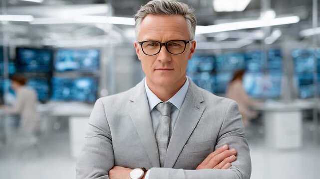 The Determined Leader: A sharp-dressed individual, exuding confidence, gazes directly at the viewer. He is an emblem of focused determination and leadership