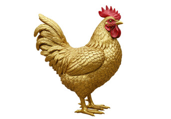 Fototapeta premium Golden Rooster with Red Comb and Wattles isolated on transparent png