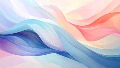 Obraz premium An abstract illustration featuring flowing shades of blue, pink, and purple harmoniously blending like transparent fabric. It gives a soft, feminine, and futuristic impression.