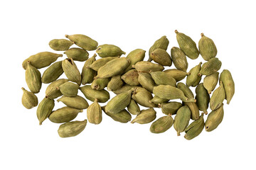 Green cardamom pods isolated on transparent background