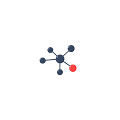 Molecular Structure With Gray Spheres and Single Red Sphere On White Background In Minimalist Style