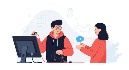 Tech Support Team Assisting With Troubleshooting And Communication With IT Solutions